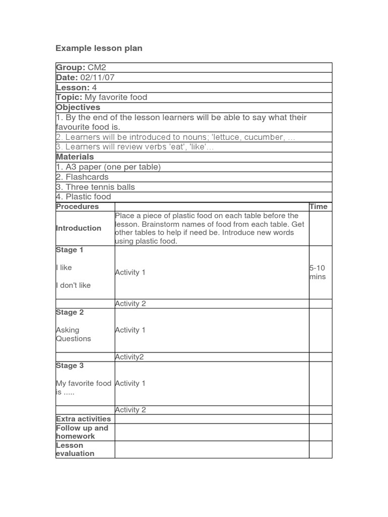 Example Lesson Plan 1 | PDF