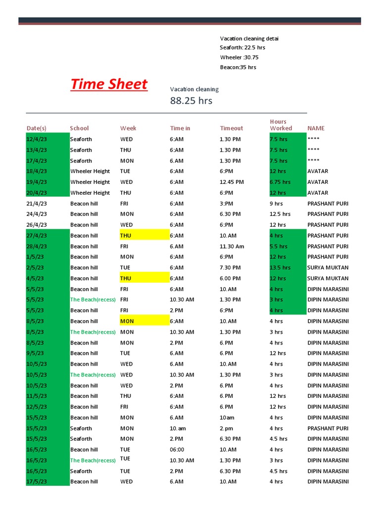My Timesheet | PDF