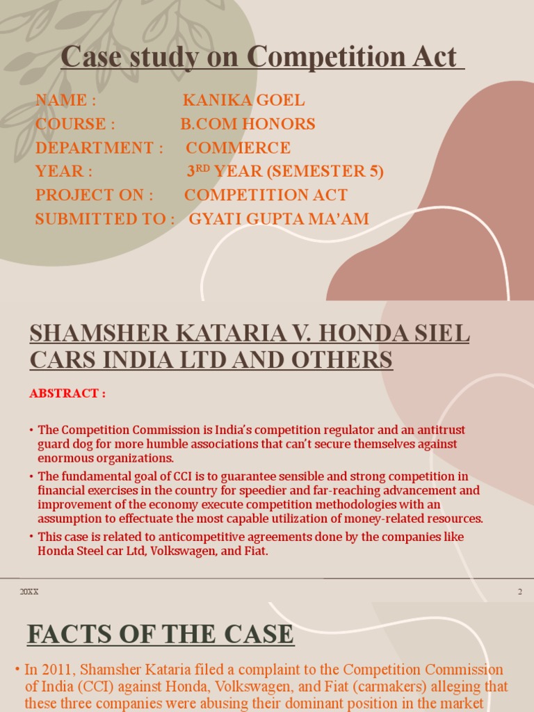 Case Study On Competition Act | PDF