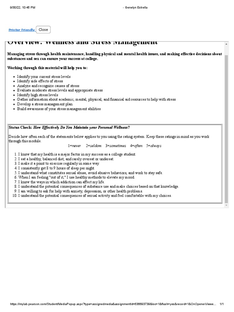 Emotional and Physical Wellness PDF