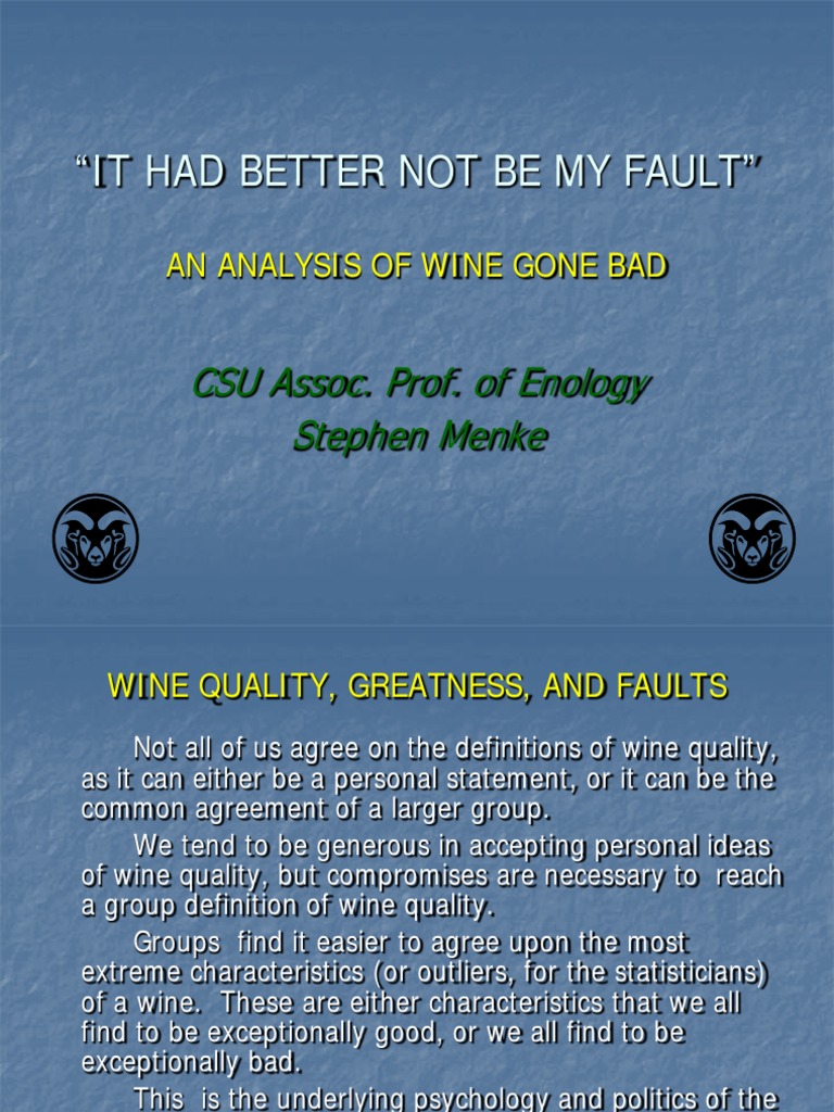 CSU Wine Faults1of3 PDF Fermentation In Winemaking Food Science