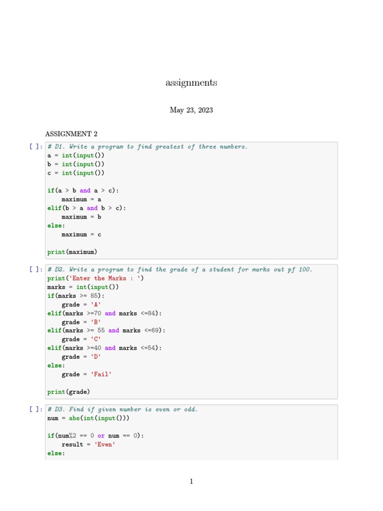 Python Programming Assignments | PDF
