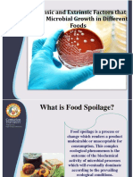 Intrinsic and Extrinsic Factors That Affect Microbial Growth in Different Foods