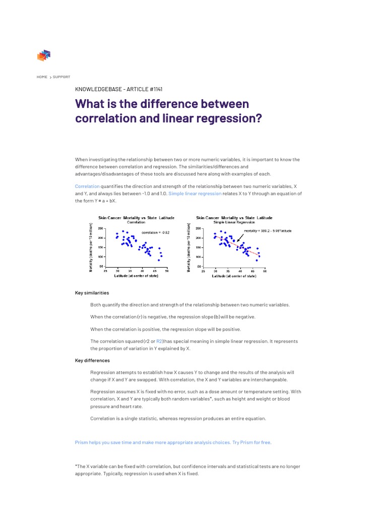 What is the difference between correlation and linear regression | PDF ...
