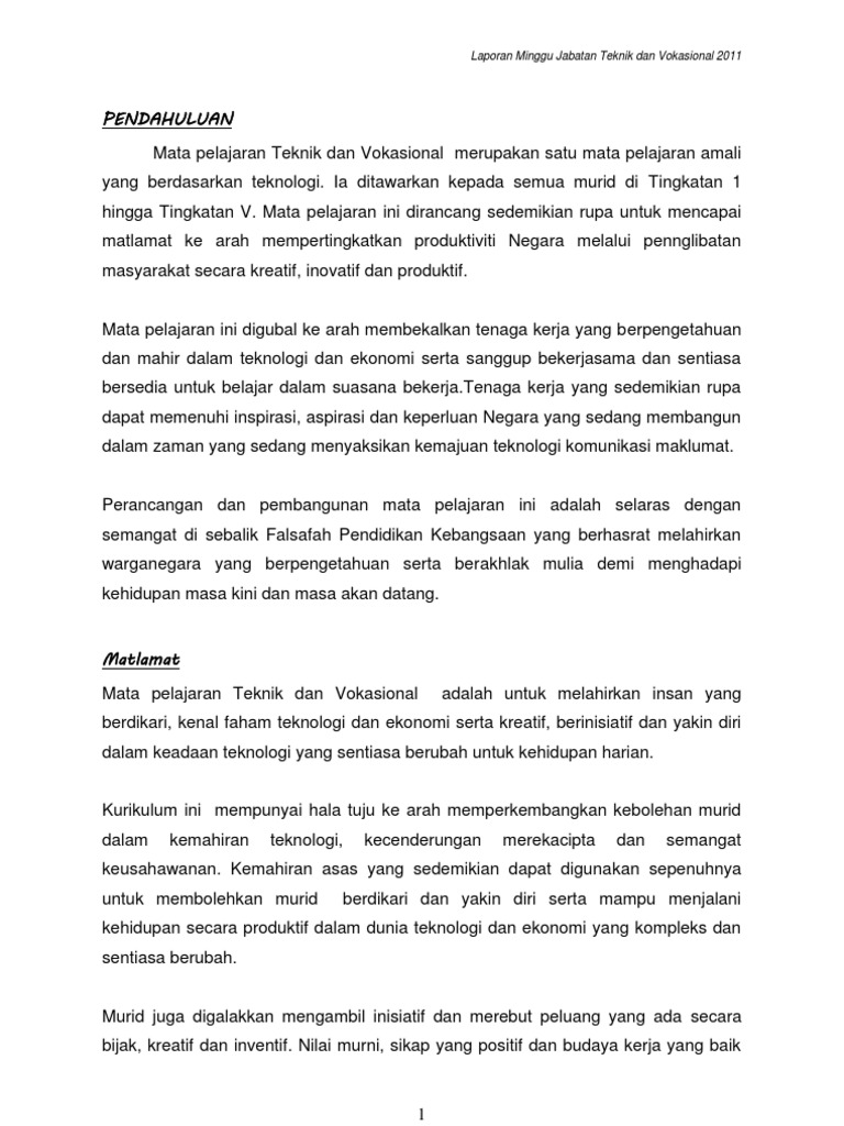 Laporan Ming Teknik Amp Vokasional Pdf
