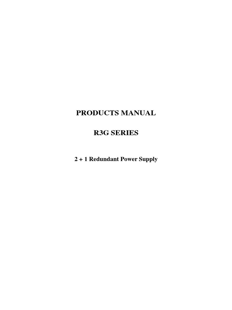 R3G Series Redundant Power Supply Manual | PDF