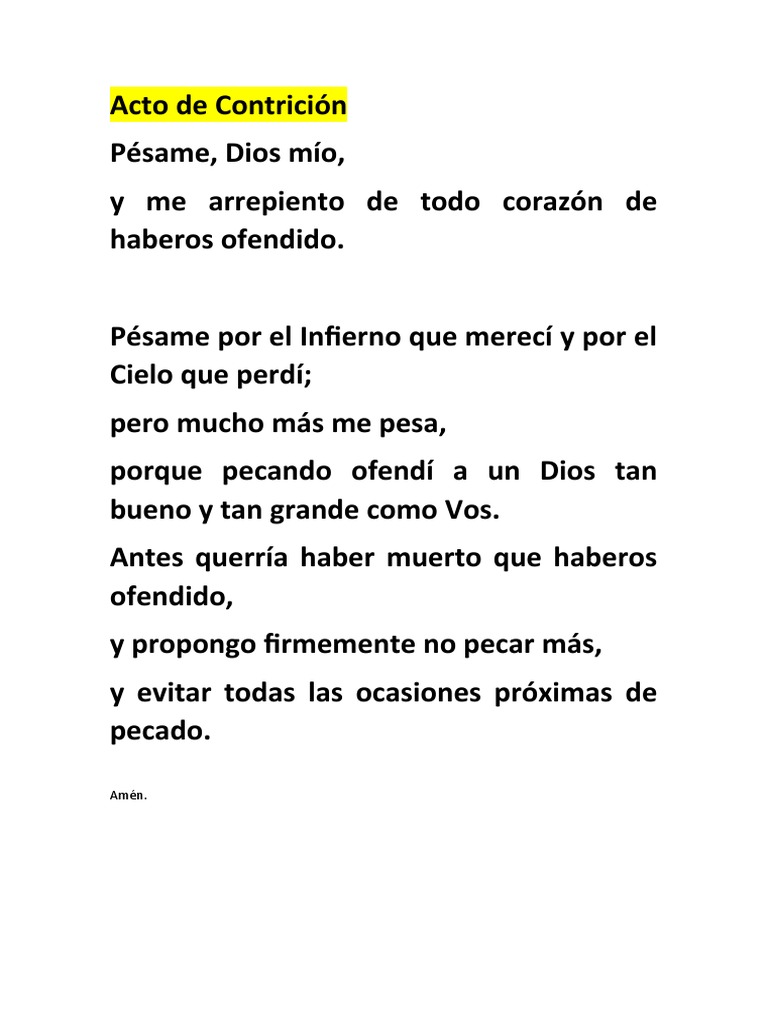Acto de Contrición: Oración y Reflexión | PDF