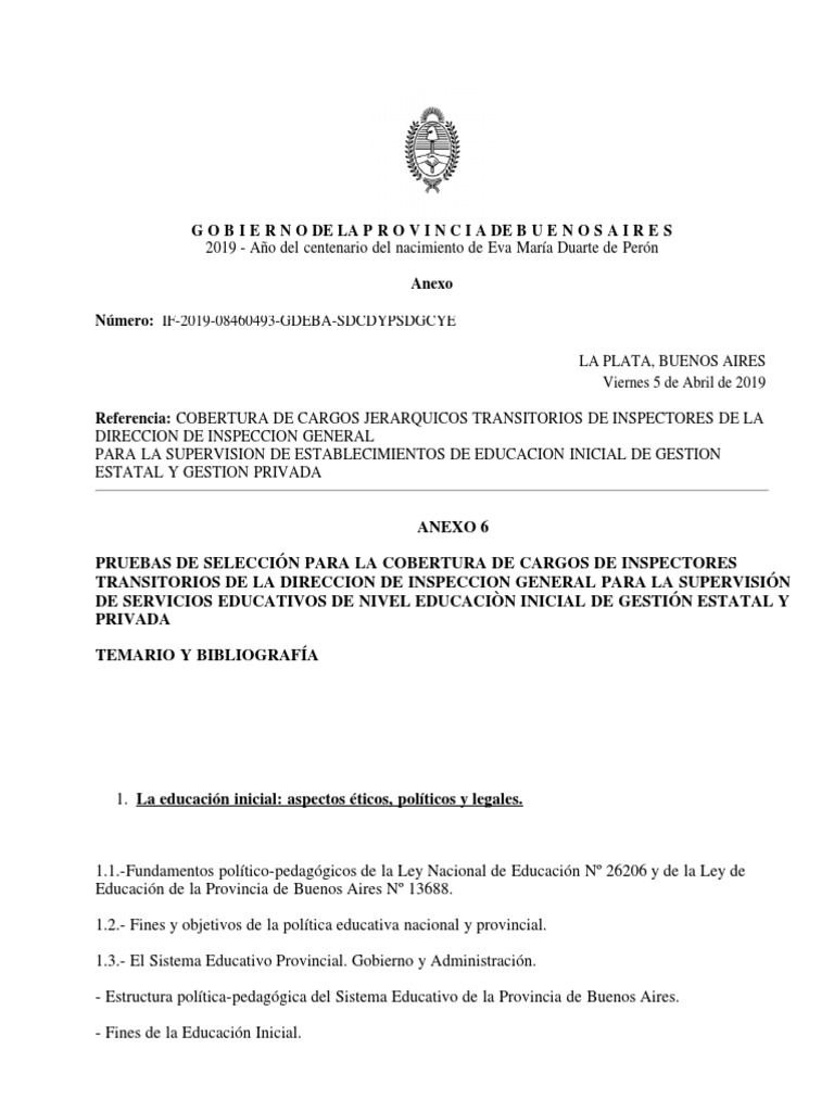 Selección de Inspectores de Educación Inicial | PDF | Educación de la ...