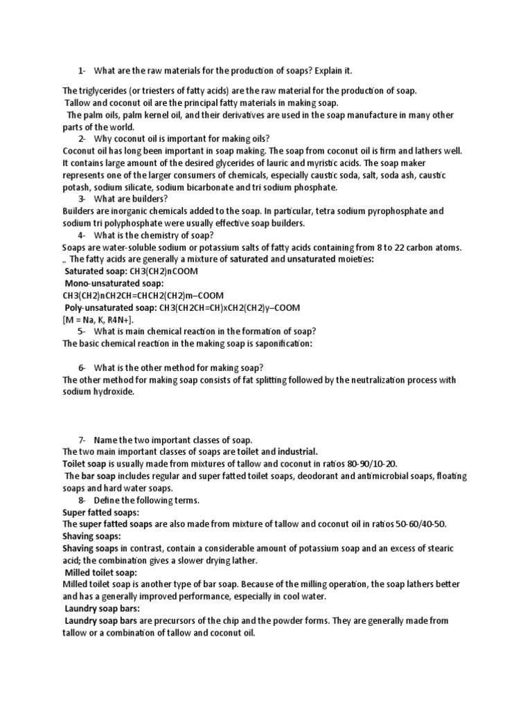 What Are The Raw Materials For The Production of Soaps PDF