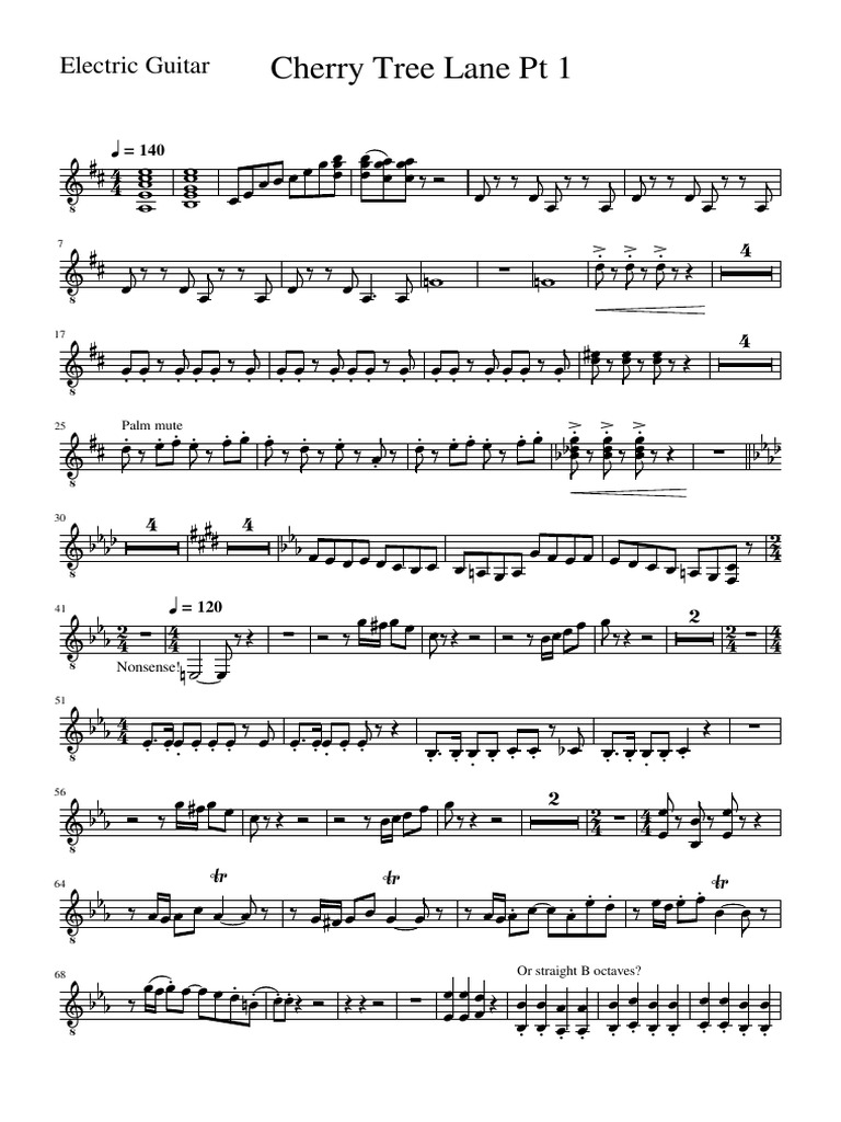 Cherry Tree Lane PT 1 Mary PoppinsElectric Guitar PDF