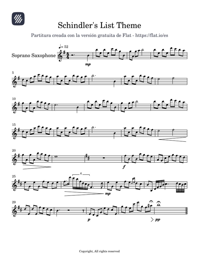 Schindler's List Theme PDF