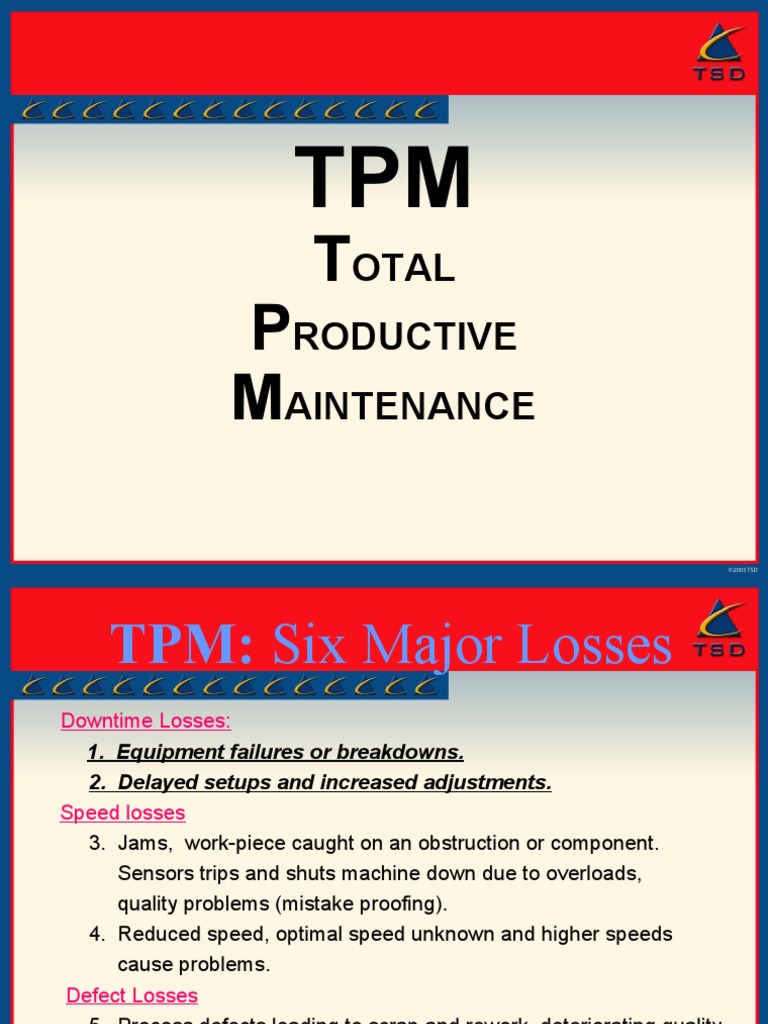 TPM: Key Losses and Improvement Steps | PDF | Systems Engineering ...
