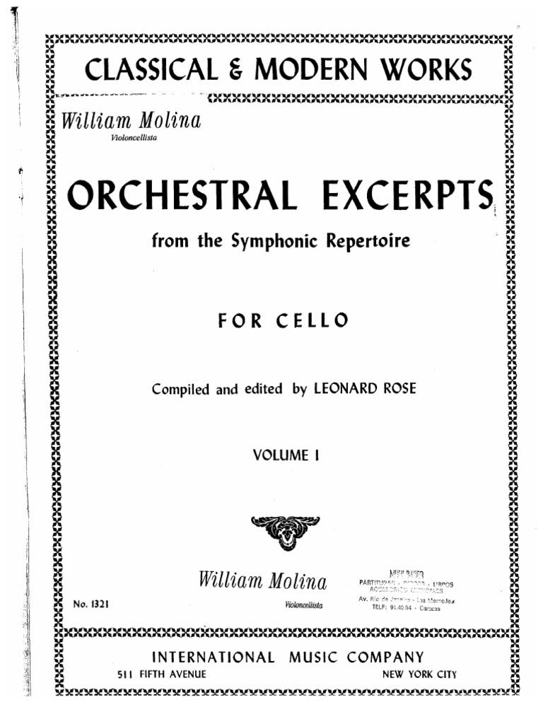 ORCHESTRAL EXERPTS VOL 1 FROM THE SYMPHONIC REPERTOIRE FOR CELLO PDF