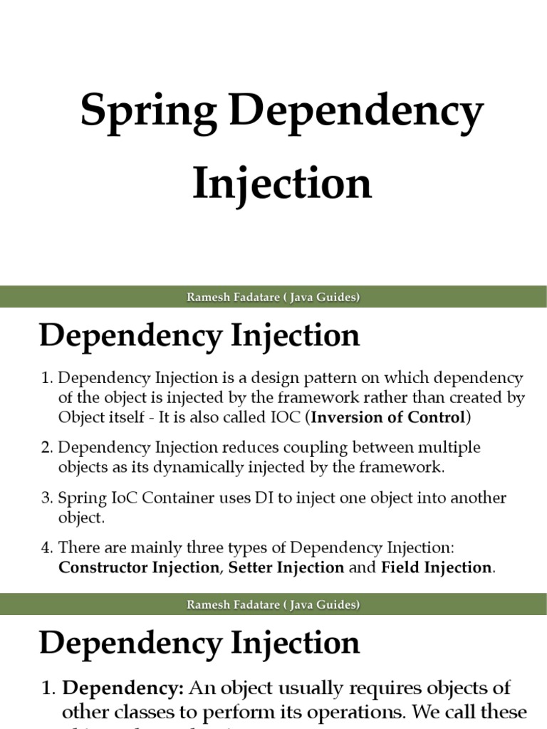 Spring+Dependency+Injection+Class+Notes | PDF | Programming ...