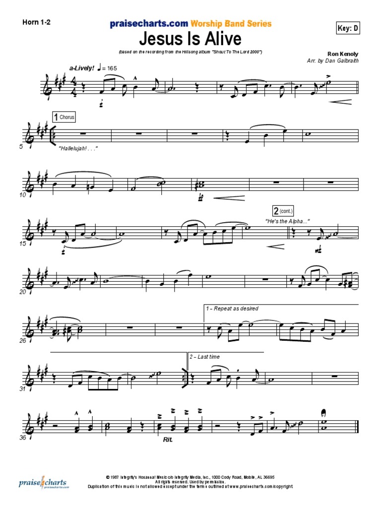 Jesus Is Alive (Ron Kenoly) Brass Pack PDF