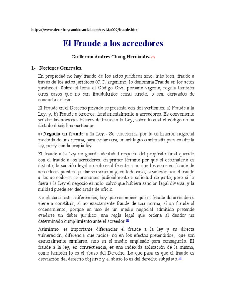 Fraude a los Acreedores: Conceptos y Remedios | PDF | Derecho