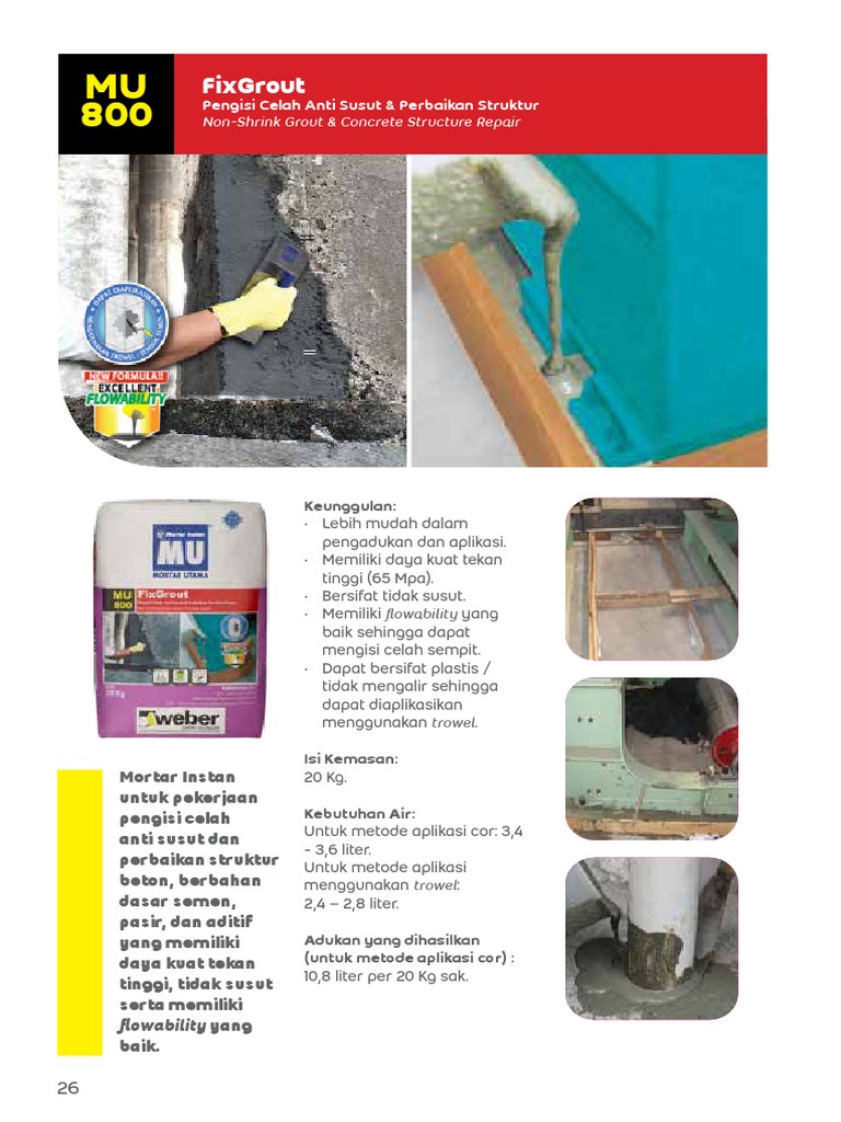 Grout Non-Shrink MU 800 untuk Perbaikan Beton | PDF