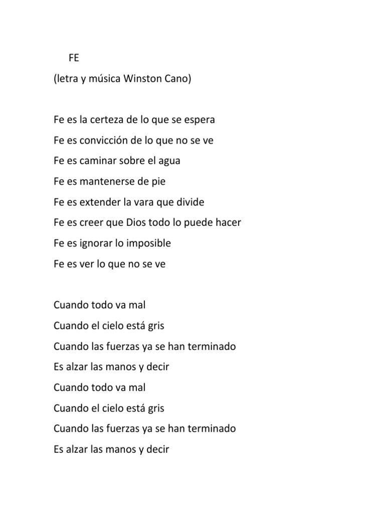 Letra de la canción 