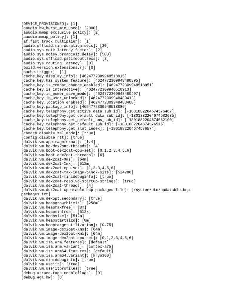 Android System Configuration Parameters | PDF | Information And ...