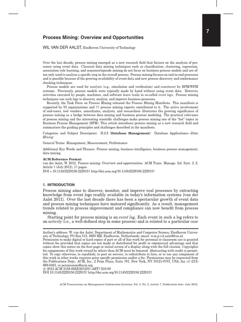 Process Mining Pdf Conceptual Model Information Science