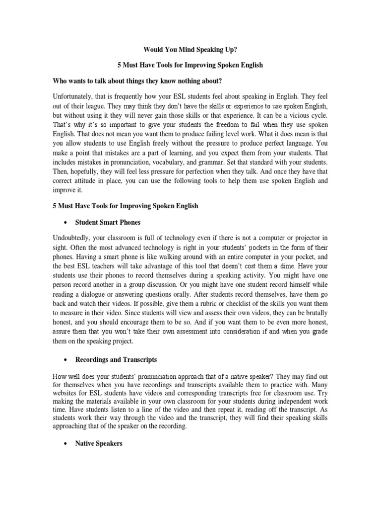 Would You Mind Speaking PDF PDF English As A Second Or Foreign