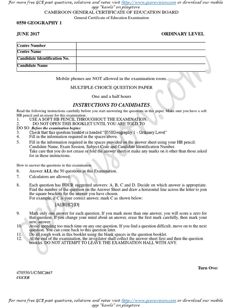 June 2017 P1 Geography Pdf Rain Tropics