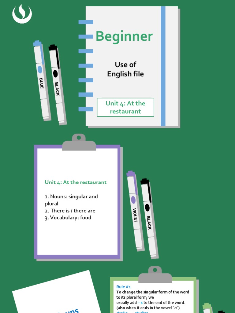 Use of English File Unit 4 at The Restaurant PDF Plural Lunch