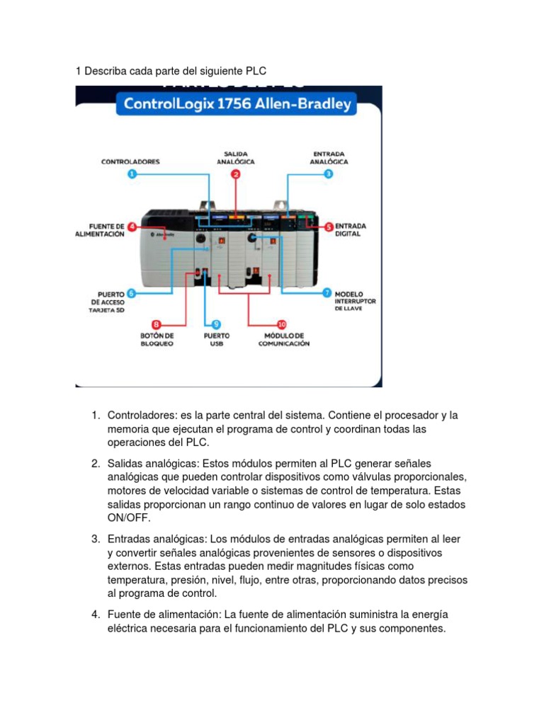 Partes y Funciones del PLC ControlLogix 1756 | PDF | Informática