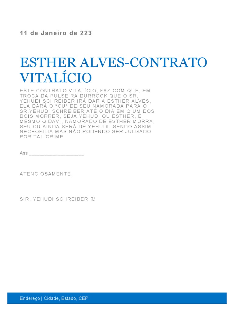 Contrato Vitalício de Esther Alves | PDF | Direito