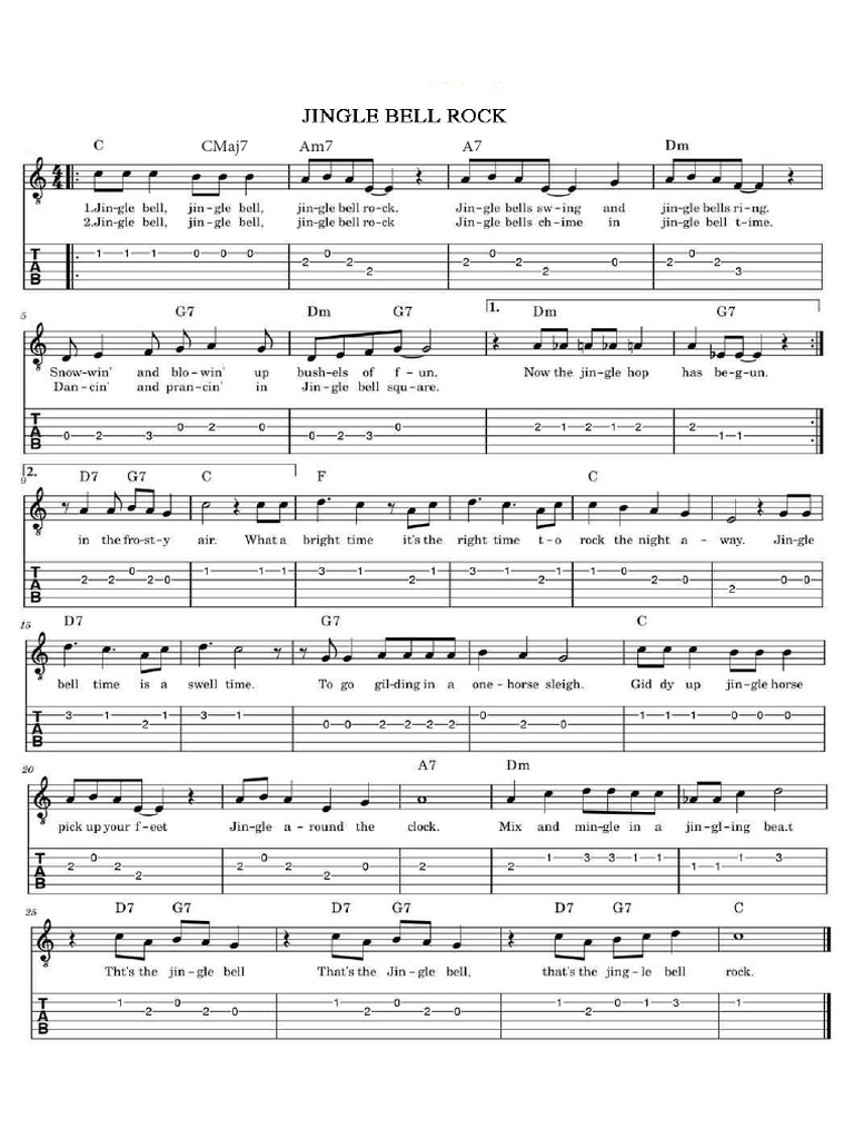 JINGLE BELL ROCK GUITAR in C PDF