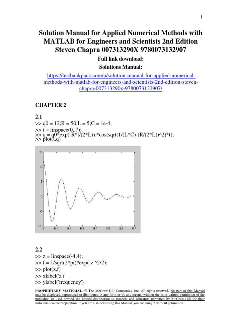 Solution Manual for Numerical Methods | PDF