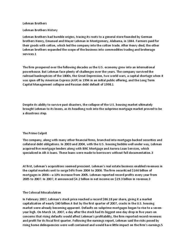 Lehman Brothers PDF Lehman Brothers Mortgage Loan