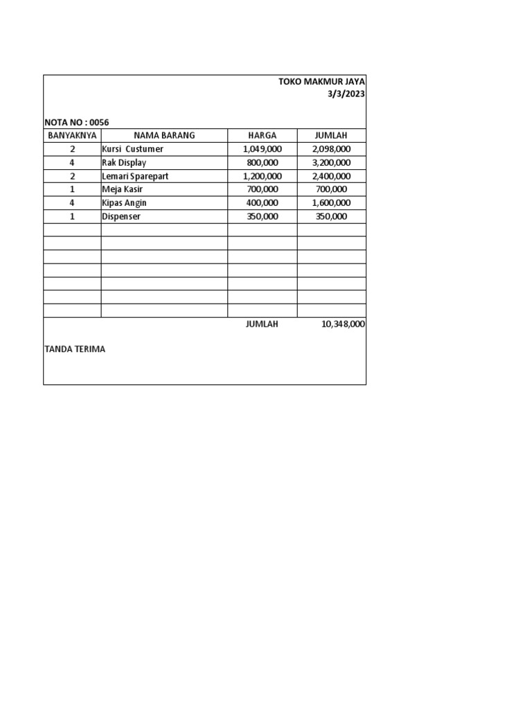 Rincian Nota Pembelian Barang | PDF | Griya & Taman