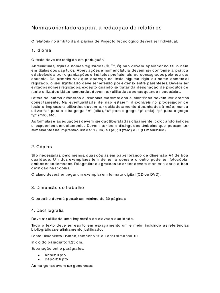 1º.normas Orientadoras para A Redacção de Relatórios | PDF | Citação ...
