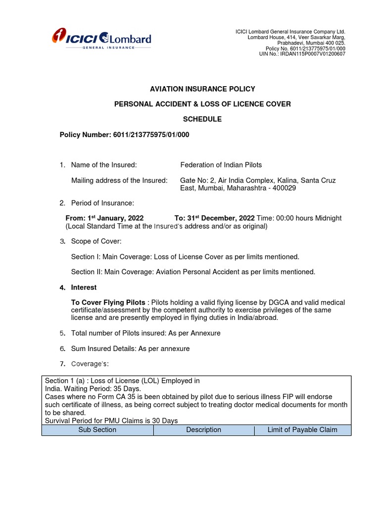 Required Sum Insured for Pilots | PDF | Insurance | Arbitration