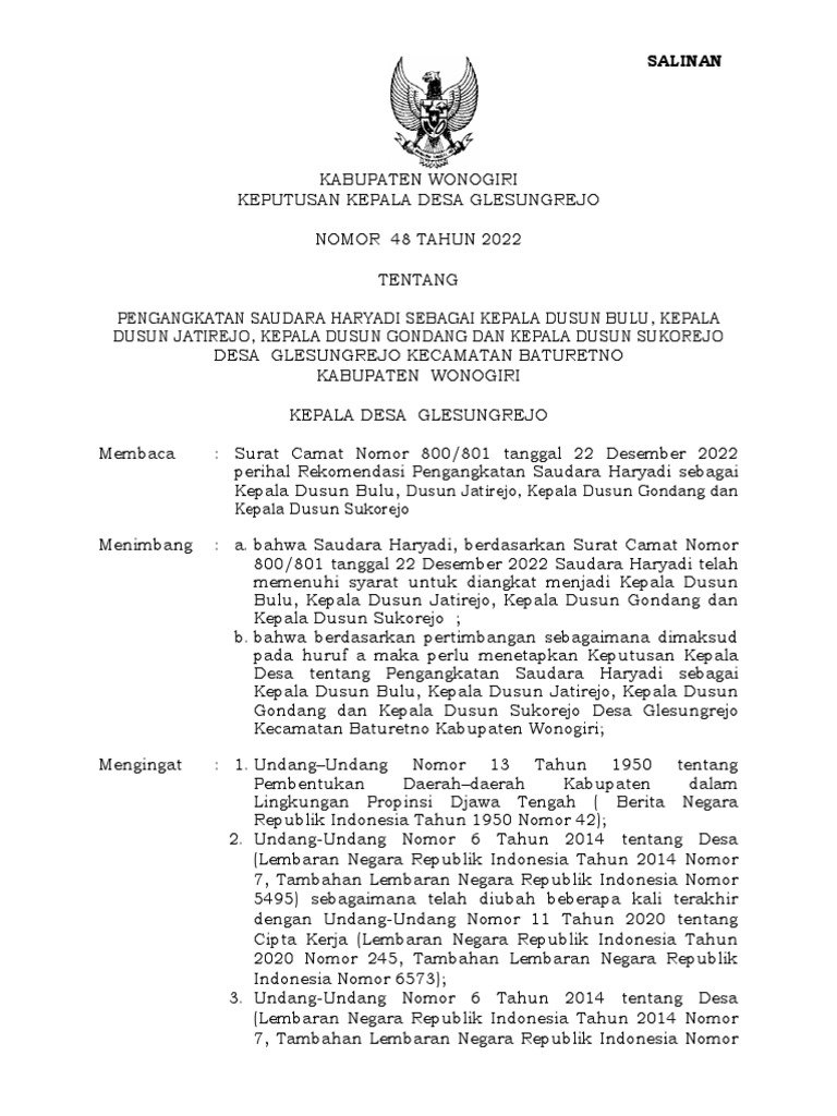 Sk Perangkat Desa Baru Pdf