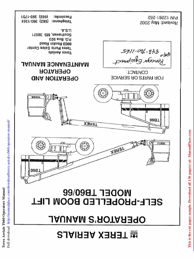 Terex Aerials Tb60 Operators Manual | PDF