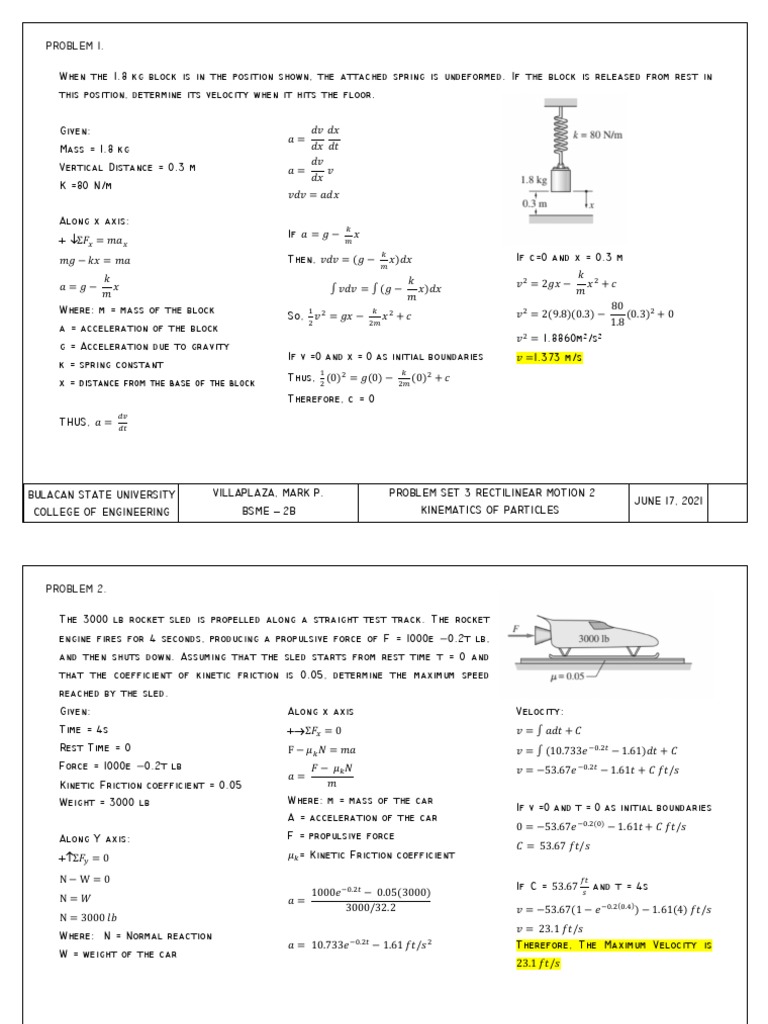 Rectilinear Motion PDF Force Acceleration
