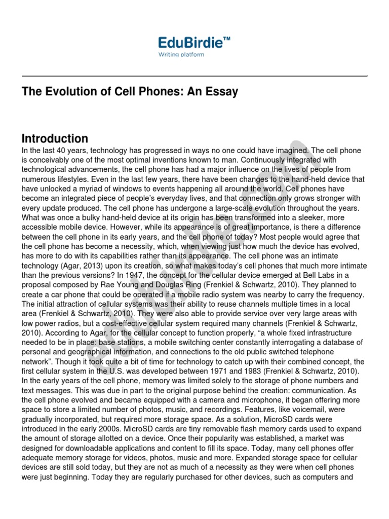 The Evolution of Cell Phones An Essay | PDF