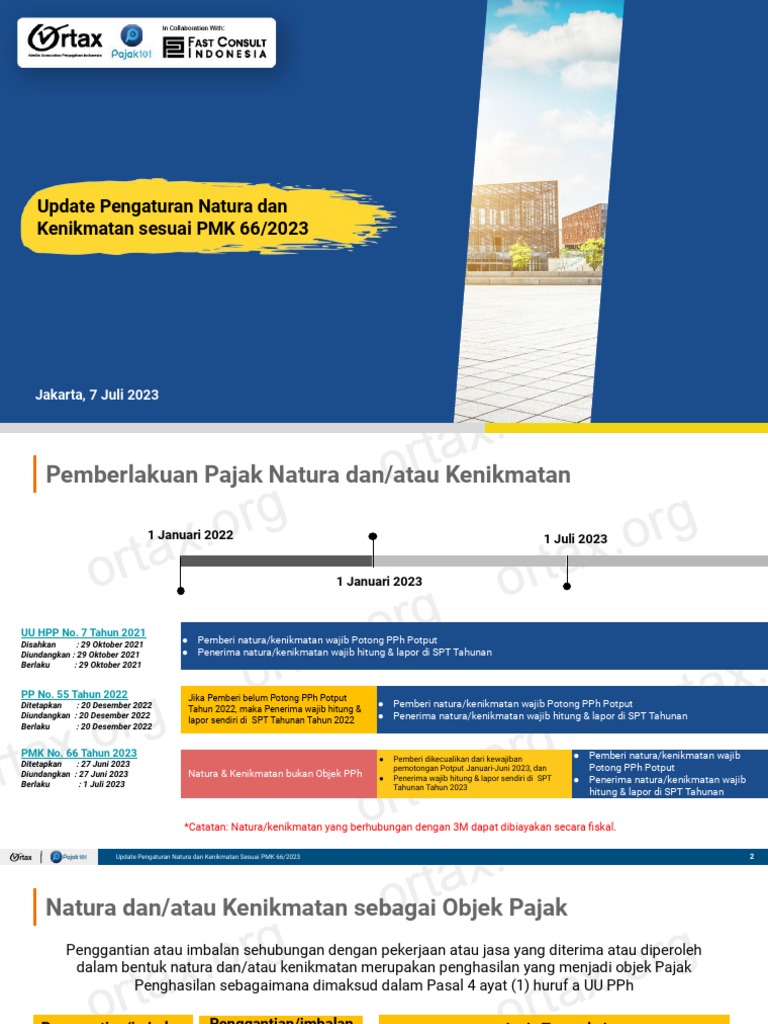 Materi Webinar Ortax Update Natura - Kenikmatan PMK 66 - 2023 | PDF