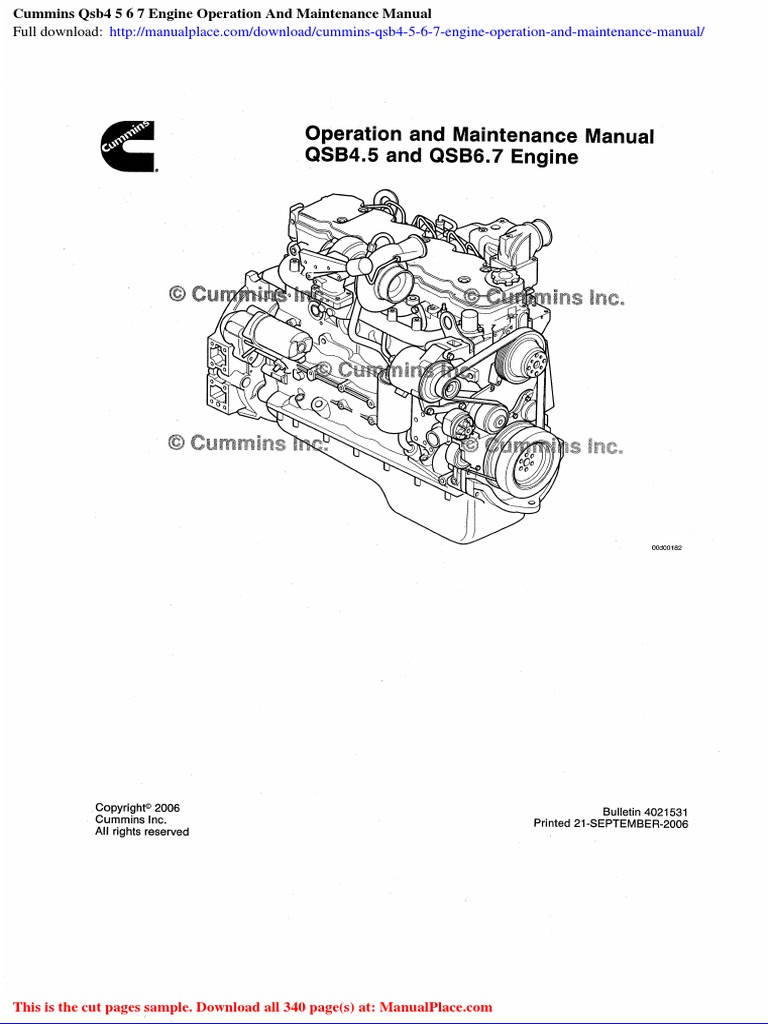 Cummins Qsb4 5 6 7 Engine Operation and Maintenance Manual PDF