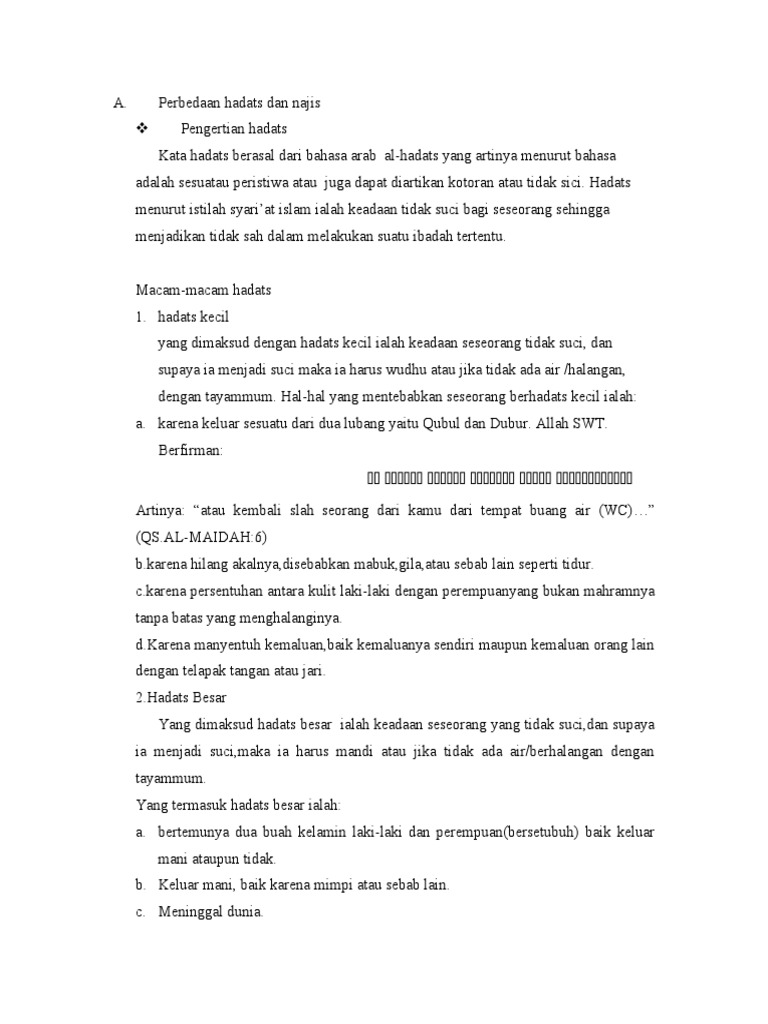 Perbedaan hadats dan najis PDF