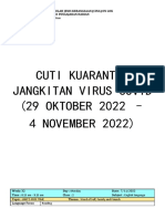 Cuti Kuarantin Jangkitan Virus Covid (29 OKTOBER 2022 - 4 NOVEMBER 2022)