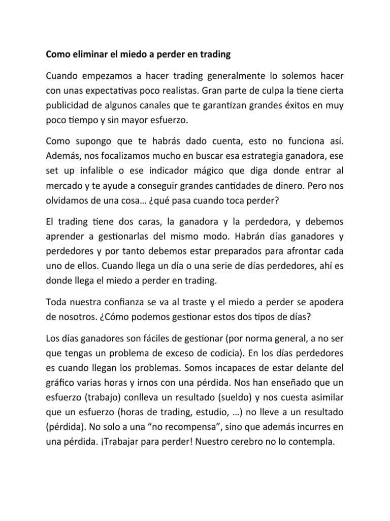 Supera el Miedo a Perder en Trading | PDF | Las emociones | Temor