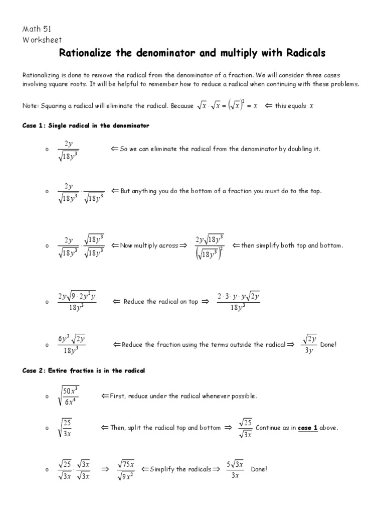 13multiply Rationalize Radicals | PDF | Multiplication | Elementary ...