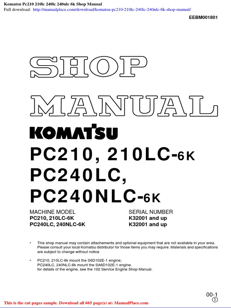 KOMATSU PC 210 SERVICE MANUAL PDF FREE DOWNLOAD 2020 visual data 8
