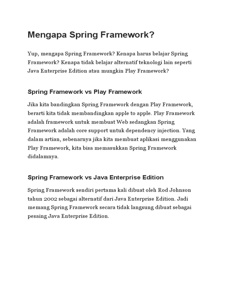 Mengapa Spring Framework | PDF | Komputer | Teknologi & Rekayasa