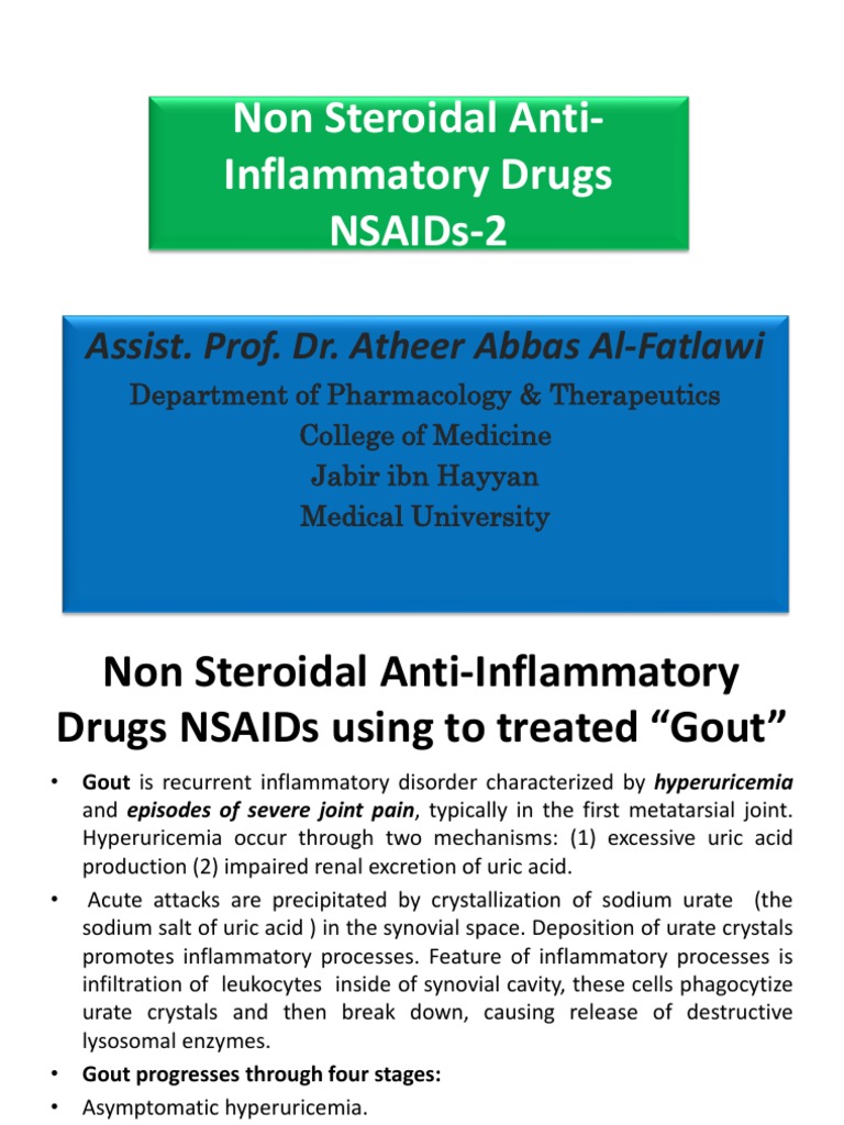 Nonsteroidal AntiInflammatory Drugs NSAIDs2 PDF Gout Migraine
