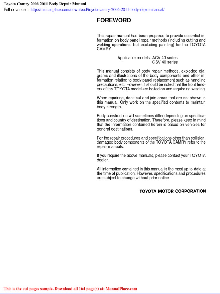 1991 TOYOTA CAMRY REPAIR MANUAL PDF visual data 2