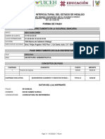 Universidad Intercultural Del Estado de Hidalgo: Pago Directamente en La Sucursal Bancaria